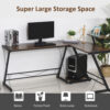 HOMCOM L Shaped Corner Desk, Gaming Desk, Computer Table with Monitor Stand and CPU Stand, Study Workstation for Home Office, 155 x 115 x 91.5cm, Rustic Brown and Black - Image 3
