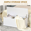 HOMCOM 113L Storage Chest, Storage Box with Flip-Top Lid and 2 Safety Hinges, Storage Trunk for Living Room, Entryway, 100 x 40 x 40 cm, White - Image 3
