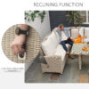 Outsunny 5 PCS Reclining PE Rattan Garden Dining Set Bonzer Patio Furniture w/ Sofa Chairs Glass Table, Olefin Cushions Adjustable Feet Stylish Lounge Conversation - Image 7