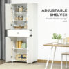 HOMCOM Freestanding Tall Kitchen Cupboard Storage Cabinets with Drawer and 3 Adjustable Shelves for Dining Room, Living Room, White - Image 4