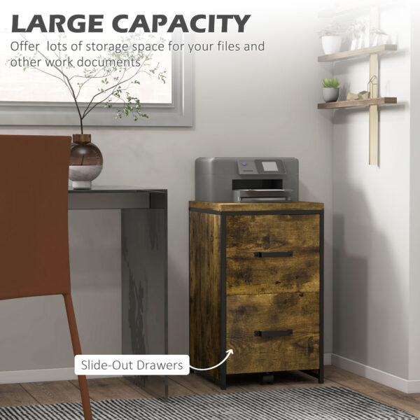 Vinsetto 2-Drawer file Cabinet, Industrial filing cabinets for Home, Hanging File Folders, Vertical Home Office Organizer for A4 Size, Rustic Brown - Image 3