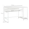 HOMCOM Computer Desk with Storage, 120 x 60cm Home Office Desk with 2 Shelves and Steel Frame, Writing Table for Living Room, Study, White - Image 2