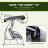 Outsunny 2-in-1 Garden Swing Seat Bed, 3 Seater Convertible Swing Chair Bench with Tilting Canopy, Cushioned Seat and 2 Pillows for Patio, Yard, Grey - Image 3