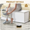 HOMCOM 113L Storage Chest, Storage Box with Flip-Top Lid and 2 Safety Hinges, Storage Trunk for Living Room, Entryway, 100 x 40 x 40 cm, White - Image 5