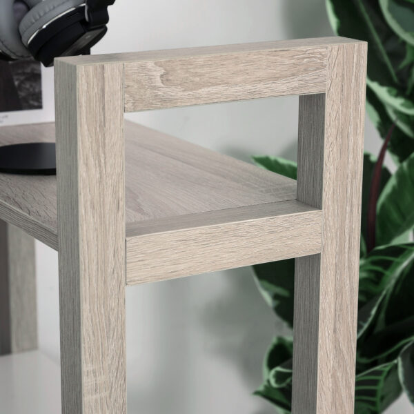 HOMCOM Computer Desk with 3 Tier Storage Shelves on Left or Right, 120cm Writing Table for Home Office, Study, Bedroom, White and Oak - Image 7