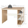 HOMCOM Computer Desk, Writing Desk with 3-Tier Storage Shelf, Work Table for Home Office, Study, Living Room, Oak and White - Image 2
