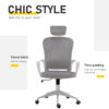 Vinsetto Office Chair, Ergonomic Desk Chair, High Back Velvet Fabric Computer Chair with Adjustable & Liftable Headrest for Home, Grey - Image 5