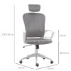 Vinsetto Office Chair, Ergonomic Desk Chair, High Back Velvet Fabric Computer Chair with Adjustable & Liftable Headrest for Home, Grey - Image 2