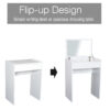 HOMCOM Dressing Table with Mirror and Stool, Vanity Makeup Table with Flip Up Mirror, Vanity Desk with Storage Unit and Padded Seat, White - Image 3