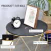 HOMCOM Round Coffee Table with Storage, Modern Sofa Side Table with Metal Frame, End Table for Bedroom, Living Room, Black and Gold, 45 x 45 x 48 cm - Image 4
