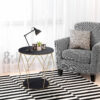 HOMCOM Round Coffee Table with Storage, Modern Sofa Side Table with Metal Frame, End Table for Bedroom, Living Room, Black and Gold, 45 x 45 x 48 cm