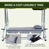 Outsunny 2-in-1 Garden Swing Seat Bed, 3 Seater Convertible Swing Chair Bench with Tilting Canopy, Cushioned Seat and 2 Pillows for Patio, Yard, Grey - Image 5