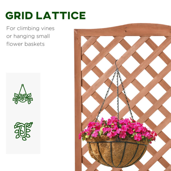 Outsunny 53L Garden Wooden Planter Box with Trellis Free Standing Flower Raised Bed with Lattice for Climbing Plants, 76cm x 36cm x 170cm, Brown - Image 4