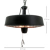 Outsunny Adjustable Power 1000/2500W Infrared Halogen Electric Patio Light Heater, Ceiling Hanging Mount -Black - Image 2