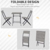 Outsunny 2-Seater Chair Bistro Set Garden Patio Table & Chair Black Rattan Furniture Grey - Image 4