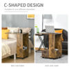 HOMCOM Mobile Sofa Side Table C-Shape End Table with Storage and Casters for Laptop Coffee Snack, Rustic Brown - Image 3