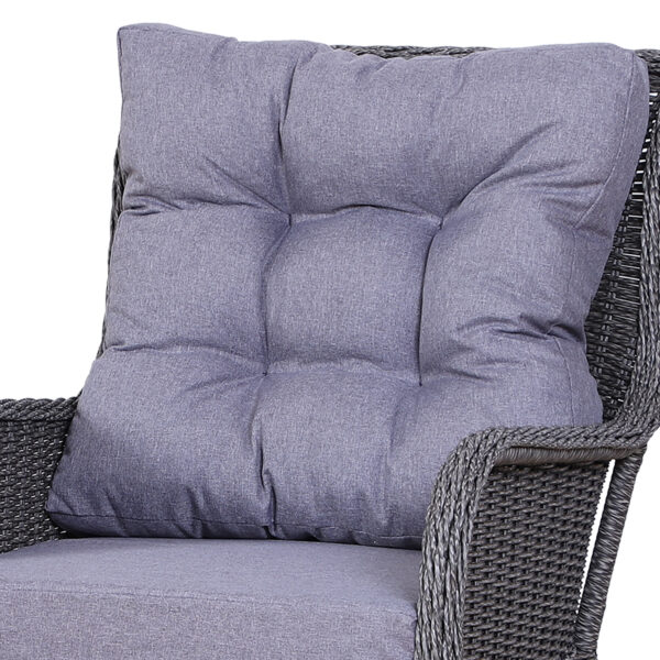 Outsunny 5PCS Deluxe Garden Rattan Furniture Sofa Chair & Stool Table Set Patio Wicker Weave Furniture Set Aluminium Frame Fully-assembly - Grey - Image 7