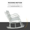 Outsunny Patio 2 Seater Rocking Bench Steel Garden Outdoor Garden Loveseat Chair w/ Decorative Backrest White - Image 3