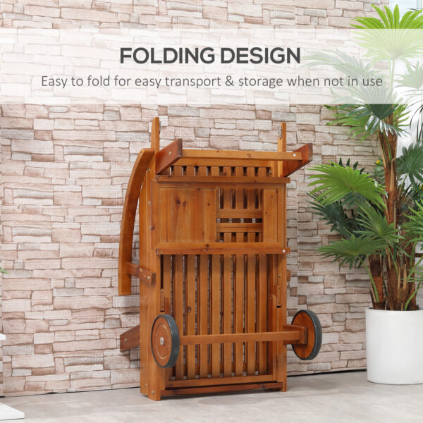 Outsunny Outdoor Garden Patio Wooden Sun Lounger Foldable Recliner Deck Chair Day Bed Furniture with Wheels - Image 3
