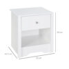 HOMCOM Modern Bedside Table, Nightstand with Drawer Shelf, End Table for Living room, Bedroom White - Image 2