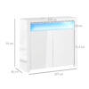 HOMCOM LED Storage Cabinet, Cupboard with High Gloss Front and RGB Lighting, Modern Sideboard for Entryway, Dining Area, Living Room, White - Image 2