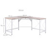 HOMCOM L-Shaped Corner Desk, Computer Desk for Home Office, Space-Saving Study Workstation, Easy to Assemble, 150 x 150 x 76cm, Oak - Image 2