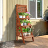 Outsunny Three-Tier Plant Stand, Wood Ladder Shelf for Flower Pot Display, Outdoor Indoor Organiser - Image 8