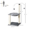 PawHut 83cm Cat Tree Tower for Indoor Cats w/ Sisal Scratching Post Hammock Hanging Toy Activity Centre - Grey - Image 2
