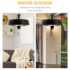 Outsunny Adjustable Power 1000/2500W Infrared Halogen Electric Patio Light Heater, Ceiling Hanging Mount -Black - Image 6
