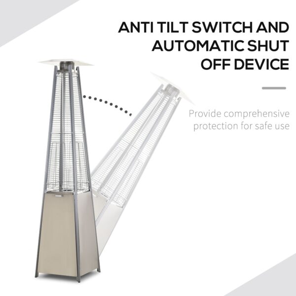 Outsunny Stainless Steel Outdoor Garden Pyramid Patio Heater with Wheels and Rain Cover - Silver - Image 3