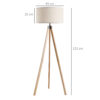 HOMCOM 5FT Elegant Wood Tripod Floor Lamp Free Standing E27 Bulb Lamp Versatile Use For Home Office - Beige - Image 2