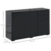 HOMCOM High Gloss Frame Sideboard, Side Cabinet, Push-Open Design with 2 Drawer for Living Room, Bedroom, Black - Image 2