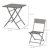 Outsunny 2-Seater Chair Bistro Set Garden Patio Table & Chair Black Rattan Furniture Grey - Image 2