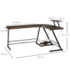 HOMCOM L Shaped Corner Desk, Gaming Desk, Computer Table with Monitor Stand and CPU Stand, Study Workstation for Home Office, 155 x 115 x 91.5cm, Rustic Brown and Black - Image 2