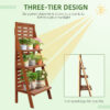Outsunny Three-Tier Plant Stand, Wood Ladder Shelf for Flower Pot Display, Outdoor Indoor Organiser - Image 3