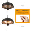Outsunny Adjustable Power 1000/2500W Infrared Halogen Electric Patio Light Heater, Ceiling Hanging Mount -Black - Image 3