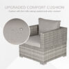 Outsunny Single Seater Rattan Chair Sofa with Padded Cushions, All-Weather PE Wicker Weave Garden Armchair with Armrests, Grey - Image 5