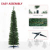 HOMCOM 7ft Unlit Artificial Christmas Tree, Pencil Slim Xmas Tree with Solid Stand and Realistic Branches, Green - Image 6