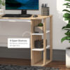 HOMCOM Computer Desk, Writing Desk with 3-Tier Storage Shelf, Work Table for Home Office, Study, Living Room, Oak and White - Image 3