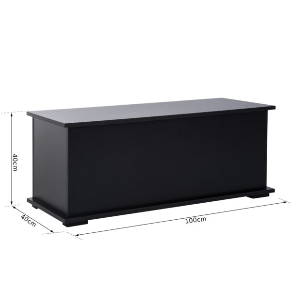 HOMCOM 113L Storage Chest, Storage Box with Flip-Top Lid and 2 Safety Hinges, Storage Trunk for Living Room, Entryway, 100 x 40 x 40 cm, Black - Image 2