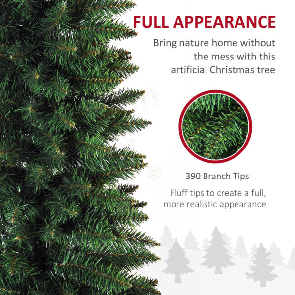 HOMCOM 7ft Unlit Artificial Christmas Tree, Pencil Slim Xmas Tree with Solid Stand and Realistic Branches, Green - Image 5