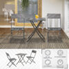 Outsunny 2-Seater Chair Bistro Set Garden Patio Table & Chair Black Rattan Furniture Grey - Image 3