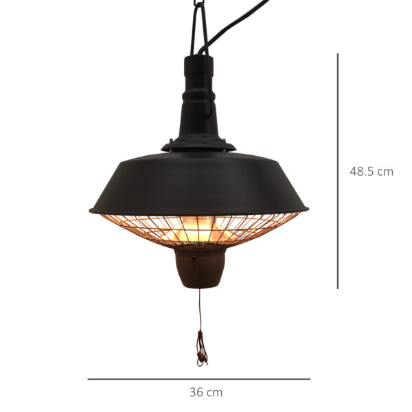 Outsunny 2100W Outdoor Ceiling Mounted Halogen Electric Heater Hanging Patio Garden Warmer Light - Black - Image 2
