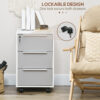 HOMCOM 3-Drawer Lockable Filing Cabinet, File Cabinet on Wheels, Mobile Office Storage Drawers for Home Office, Bedroom and Living room, White and Grey - Image 7