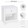 HOMCOM Modern Bedside Table, Nightstand with Drawer Shelf, End Table for Living room, Bedroom White - Image 4