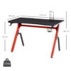 HOMCOM RGB 120 x 66cm Gaming Desk, Computer Table with Carbon Fibre Surface, Headphone Hook, Cup Holder, Controller Rack, Home Office Desk, Black and Red - Image 2