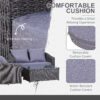 Outsunny Deluxe Round PE Rattan Garden Furniture Set, Fully-assembly Outdoor Sofa Set with Armchair, Loveseat, Glass Top Coffee Table, Aluminium Frame, Cushion, Grey - Image 4