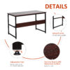 HOMCOM Computer Desk with Storage Shelf, 120 x 60cm Home Office Desk with Metal Frame, Study Table, Easy Assembly, Brown - Image 4