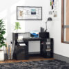 HOMCOM Computer Desk with Drawers and Storage Shelves, Reception Desk, Study Workstation for Home Office, 137 x 55 x 92cm, Black - Image 6
