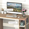 HOMCOM Computer Desk, Writing Desk with 3-Tier Storage Shelf, Work Table for Home Office, Study, Living Room, Oak and White - Image 4